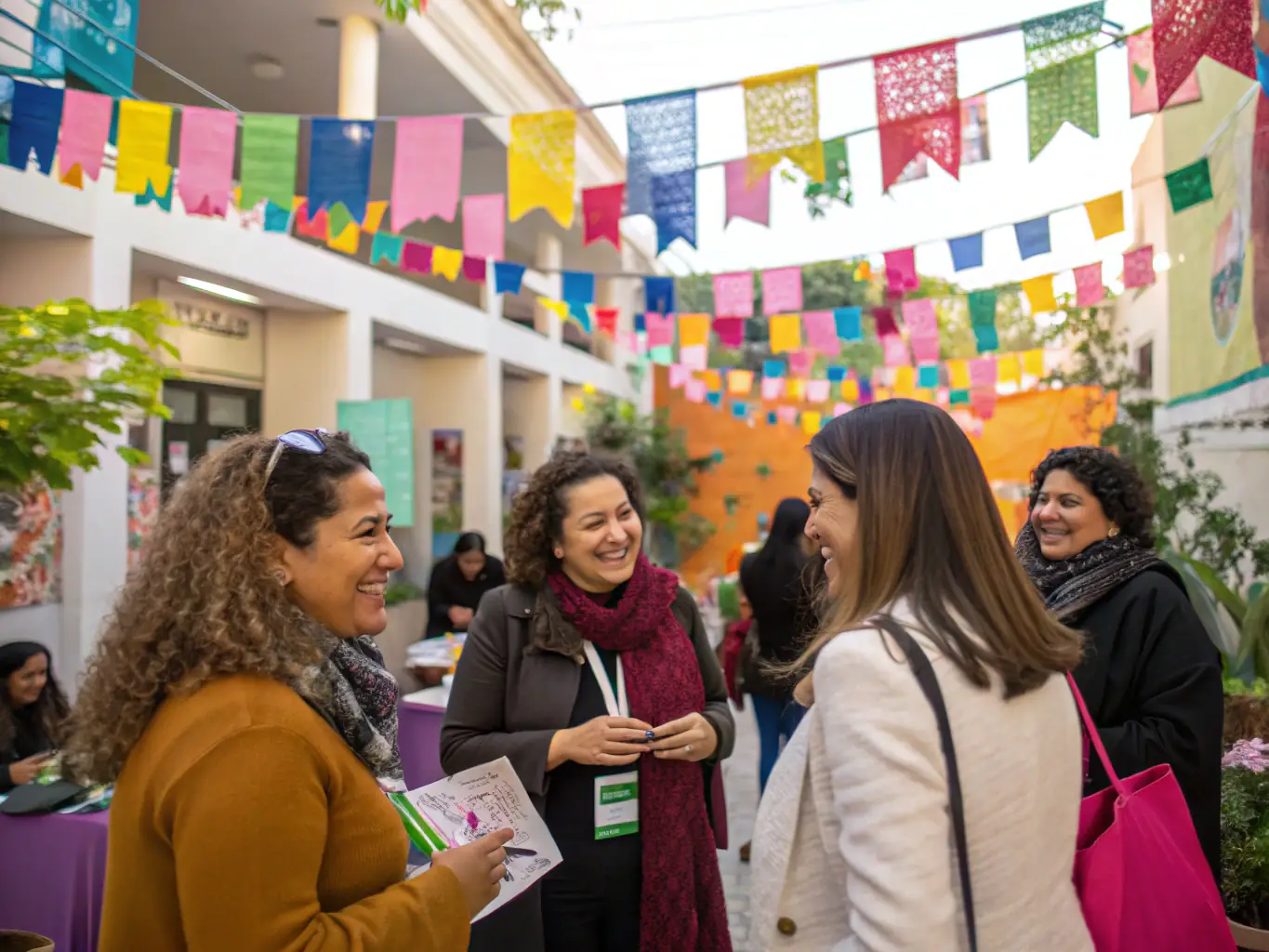 A group of women networking and engaging in a community event, emphasizing the support and collaboration within RTF.